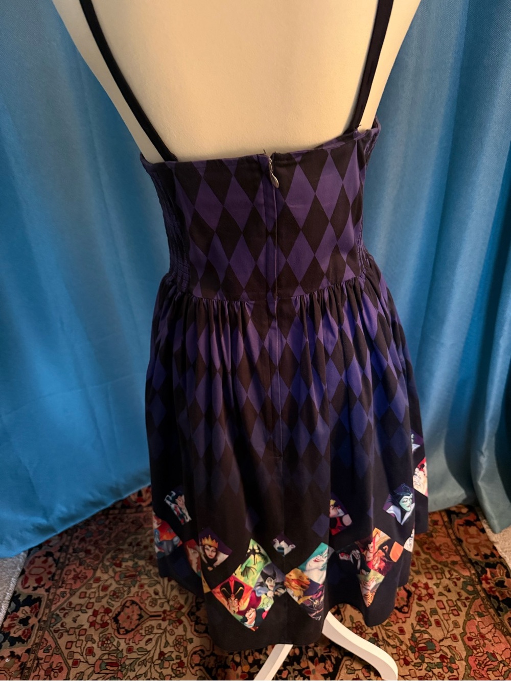 Disney Villains Purple and Black Diamond Pattern Dress - Picture 2 of 6